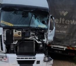 İki kamyonun çarpışması sonucu bir kişi yaralandı.